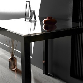 Resim Camlan Yemek Masası & Toplantı Masası - Siyah / L 