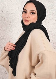 Resim İmajButik Siyah Moda Blue Piliseli Pratik Hazır Şal 
