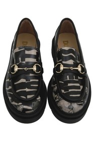 Resim Dogo Kadın Vegan Deri Siyah Loafer - Supper BlackWhite Tasarım 