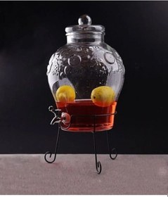 Resim 10 Litre Musluklu Cam Su Sebili Şerbetlik Ve Damacana Metal Ayaklı Beyaz 