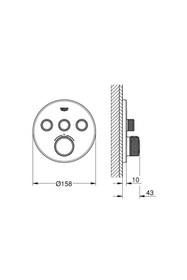 Resim Grohe Grohtherm Smartcontrol Üç Valfli Akış Kontrollü, Ankastre Termostatik Duş Bataryası - 29121a00 