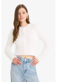 Resim Defacto Coool Slim Fit Dar Kesim Bisiklet Yaka Triko Hırka Z9318az25wner98 Ekru 