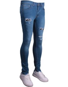 Resim Erkek Mavi Denim Spor Giyim Açık Mavi 