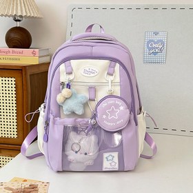 Resim AOXUNDIY Kızlar için Sevimli Pastel Sırt Çantası, Kalp & Yıldız Şekilli Aksesuar, Ayarlanabilir Askılı ve Ön Cep - Hafif Okul Çantası ile Kalemlik Benzeri Çıkarılabilir Ek Parça, Pastel Mor/Mavi/Pembe/Sarı/Siyah, Genişletilmiş Dayanıklılıkla Günlük kullanım, Seyahat ya da Doğum günü hediyesi, İdeal genç çanta 