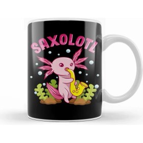 Resim Humuts Saxolotl Adorable Sax Playing Axolotl Animal Pun Kupa Bardak Porselen 