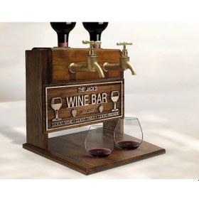Resim Bk Gift Kişiye Özel Kabartma İsimli Çift Musluklu Doğal Ahşap Şarap Standı, İçki Standı, Doğum Günü Hediyesi, Ev Hediyesi, Erkek Hediye-3 