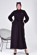 Resim Kadin Büyük Beden Oversize Beli Baglamali Kaban Pardösü 