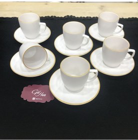 Resim Keramika Türk Kahve Fincan Takımı 12 Parça Mat Beyaz El Dekor 