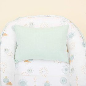 Resim Babynest ve Yastık - Çift Taraflı - Su Yeşili Muslin - Su Yeşili Güneş 