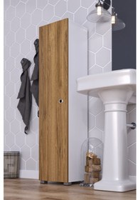 Resim Saltık Çok Amaçlı Banyo Mutfak Balkon Antre Dolabı Kiler Ceviz - Beyaz 