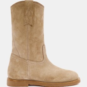 Resim Adel Kadın Bej Gerçek Süet Deri Western Bot Bej 