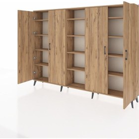 Resim Arges Dolap 12 Raflı 4 Kapaklı 220x30x163 Çam-çam Atlas Çam - Atlas Çam 