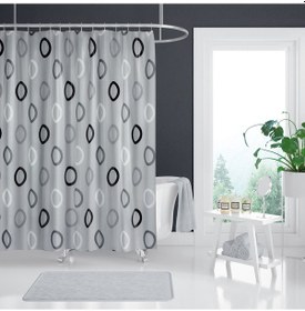Resim 180x200 cm Banyo Perdesi Tek Kanat Banyo Duş Perdesi-12 Adet C Halka Hediyeli Küvet Perdesi Gri 