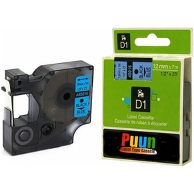Resim Puun Dymo D1 45016 12mmX7m Mavi-Siyah 720560 Uyumlu şerit 