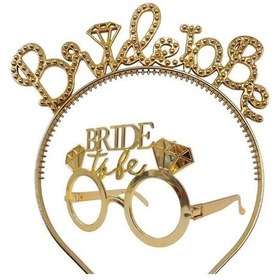 Resim Bride To Be Bekarlığa Veda Parti Gözlük Ve Taç Seti Altın Renk Diğer 