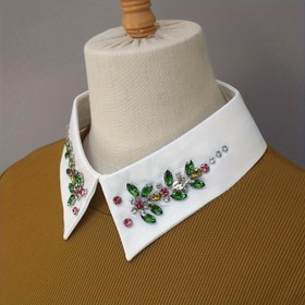 Resim 1 Adet Lüks Çıkarılabilir Taşlı Yaka, Parlak Japon Balığı ve Yusufçuk Tasarımı, İlkbahar Bahar Sonbahar Kış için Bayan Kazaklar Tişörtler Elbiseler, Çıkarılabilir Yaka, Moda Aksesuarı, Şık Tasarım, Göz Alıcı Parça, Kristal Detaylar, Premium Süsleme, Sahte Yaka, Dekoratif Piece, Stil Tutkunu, Takı Sever 