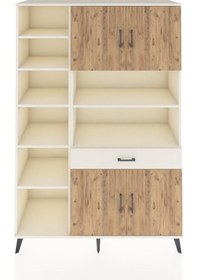 Resim Hyperion Dolap 10 Raflı Tek Çekmeceli 4 Kapaklı 132x44x195 Aytaşı-çam/aytaşı Atlas Çam/aytası 