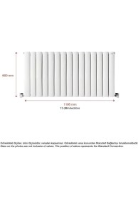Resim Hammam 600 x 1195 mm Lilac Yatay Beyaz Alüminyum Radyatör Standart Bağlantı 