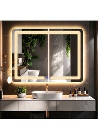 Resim Linea Günışığı Kumlamalı Lavabo & Banyo Aynası Dokunmatik Sensörlü 70 X 45 