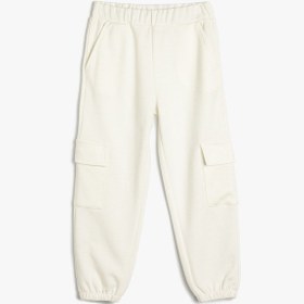 Resim Koton Kargo Jogger Eşofman Altı Cepli Beli Lastikli Viskon Karışımlı Ekru 5wkg40040ak Ekru 