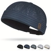 Resim FEWK Erkekler için Yazlık Nefes Alabilir Mesh Beanie Şapka Elastik Bantlı - Günlük ve Dış Mekan İçin Hafif Ayarlanabilir Kafatası Kapağı, Çoklu Renkler (Lacivert/Siyah/Beyaz/Gri/Bej), Outdoor Baş Giyim, Hiphop Tarzı, Dayanıklı Başlık 