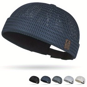 Resim FEWK Erkekler için Yazlık Nefes Alabilir Mesh Beanie Şapka Elastik Bantlı - Günlük ve Dış Mekan İçin Hafif Ayarlanabilir Kafatası Kapağı, Çoklu Renkler (Lacivert/Siyah/Beyaz/Gri/Bej), Outdoor Baş Giyim, Hiphop Tarzı, Dayanıklı Başlık 