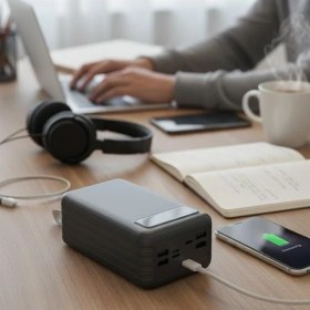 Resim Zibox Powerway TX80 80.000mAh Kablolu Dijital Göstergeli Gerçek Fener Işıklı Kamp Siyah Powerbank 