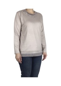 Resim Kadın Yakası Ve Etek İşlemeli Taşlı Likralı Yazlık Bluz Mint Yeşili 