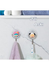 Resim Porsima 085 2 Adet Figür Desenli Yapışkanlı Banyo Mutfak Askısı Renkli 