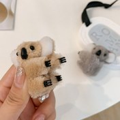 Resim Sevimli Koala Yan Toka Peluş Hayvan Saç Aksesuarları Kızlar için, Yumuşak Tüylü Benzersiz Tasarım, Polyester ve Spandex, 14+ Yaş İçin Uygundur 
