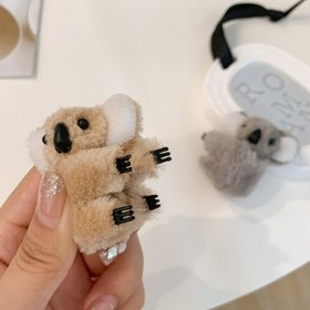 Resim Sevimli Koala Yan Toka Peluş Hayvan Saç Aksesuarları Kızlar için, Yumuşak Tüylü Benzersiz Tasarım, Polyester ve Spandex, 14+ Yaş İçin Uygundur 