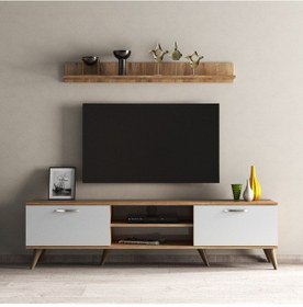 Resim Mega 180 Lik L Raflı Tv Ünitesi Çam-Beyaz - Tvu0103 
