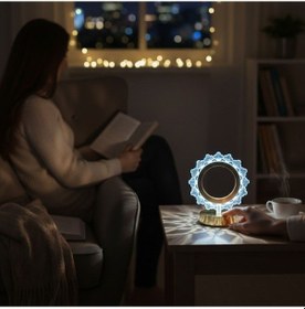 Resim Buffer Güneş Şeklinde Kristal Led Masa Lambası Dokunmatik, 3 Renk Işık Modlu, Şarjlı Mini Dekoratif Gece Lambası Şeffaf 