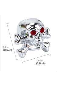 Resim Midkan Sibop kapağı kurukafa model krom renk profesyonel kuru kafa logo sibop kapağı 4 parça set 