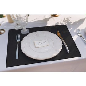 Resim Siyah Figüratif Çiçek Amerikan Servis 4'lü Set Siyah 