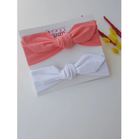 Resim Swan Butik Kız Çocuk Bebek Bandana Toka Seti 2'li Şeftali Beyaz 