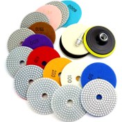 Resim Elmas Zımparalı Diskler (12'li Set) - 4" Islak/Kuru Parlatma Pedleri, Matkaplar, Taşlama Makineleri ve Parlatıcılar İçin 5/8" #11 Destek, Elmas Malzeme Tipi: Elmas, Destek Tipi: Polimer, Güç Kaynağı: Manuel - Beton, Mermer, Tezgahlar, Kuvars ve Daha Fazlası İçin, Zift 50-6000 