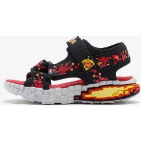 Resim Skechers Megasplash 4K Büyük Erkek Çocuk Siyah/Kirmizi Erkek Çocuk Sandalet 402161L Bkrd 