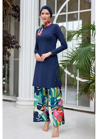 Resim Maresiva Bol Paça Likralı Tam Kapalı Tesettür Mayo 2114 Koyu Lacivert Koyu Lacivert 