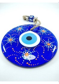 Resim Nazar Boncuğu Duvar Dekoru El Yapımı Cam Hediyelik Eşya 13 Cm 