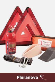 Resim Floranova TSE Belgeli Tüvtürk Uyumlu Üçgen Trafik Seti Bez Çantalı Karayollarına Uygun Araba Ilk Yardım Üçgen 