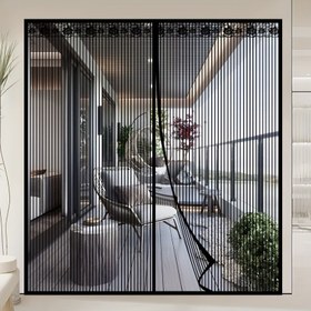 Resim Yaz Ekstra Geniş Siyah Çizgili Manyetik Sivrisinek Önleyici Kapı Perdesi - Matkap Gerektirmez Otomatik Kapanma, Kapılar için Nefes Alabilen Polyester Ağ 70-200cm, Ev ve İç Mekan Kullanımı için Şık Minimalist Tasarım, Modern Kapı Dekoru | Matkap Gerektirmeyen Kurulum, Sivrisinek Kovucu 