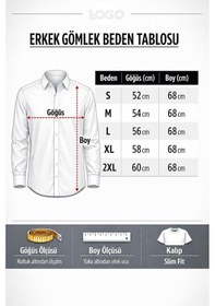 Resim Classics Men Plus Barkod Uzun Kol Slim Fit Erkek Keten Gömlek - 7683 Kiremit 