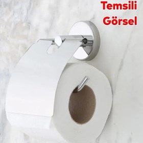 Resim Badem10 Tuvalet Kağıtlık Aparat Kapalı WC Kağıt Standı Paslanmaz Metal Sağlam Vidalı Krom Renk 
