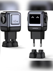 Resim UGREEN Nexode RG 65W Robot GaN Hızlı Şarj Cihazı 2xUSB-C - 1xUSB-A Gri 