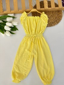 Resim Kız Çocuk Sarı Beli Lastikli Tulum 