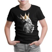 Resim Aslan - Kral Taç Siyah Çocuk Tshirt 