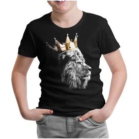 Resim Aslan - Kral Taç Siyah Çocuk Tshirt 