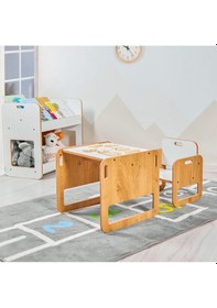 Resim Minera Serçe Model 0-18 Ay Yenidoğan Ahşap Montessori Aktivite Masa ve Sandalye Seti (1 Masa + 1 Sandalye) 
