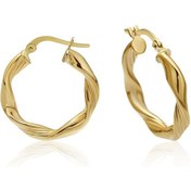 Resim Altınkesesi Altın Hacimli Çizgili Burgu Halka Küpe 2.2 CM 